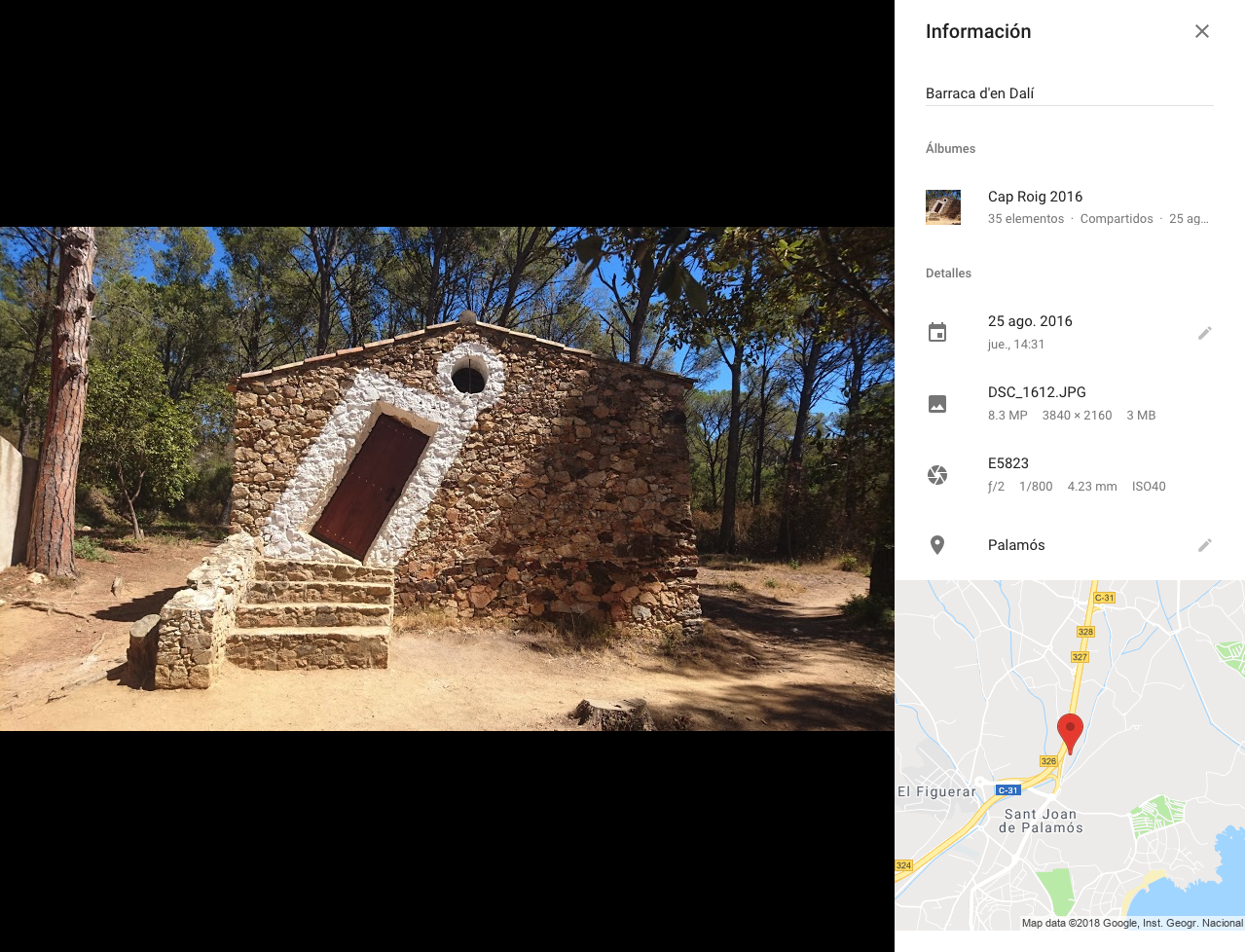 Google Photos interface showing a map of where the photo was taken.